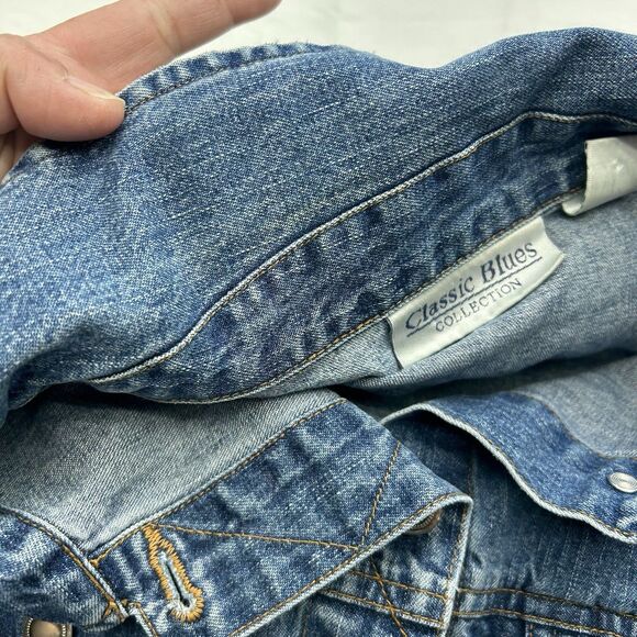 Classic Blues Collection Women's L Denim Jean Jacket Cotton Button Trucker - Picture 8 of 16